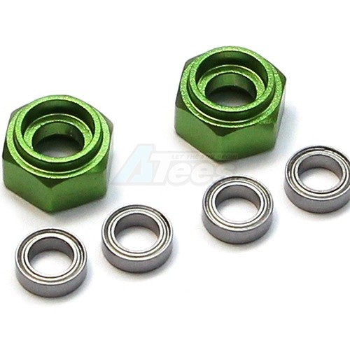 GPM Racing Tamiya DT-03 Aluminium Front Wheel Hex Adapter - 2Pcs Set Green