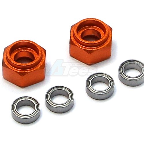 GPM Racing Tamiya DT-03 Aluminium Front Wheel Hex Adapter - 2Pcs Set Orange