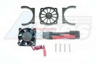 GPM Racing Traxxas E-Revo Aluminium Motor Heat Sink With Cooling Fan - 9Pcs Set (For E-Revo VXL 86086-4) Black