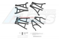 GPM Racing Traxxas E-Revo Aluminium Full Suspension Arm Set (Front + Rear & Upper + Lower) - 6Pcs Set (For E-Revo VXL 86086-4) Black