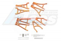 GPM Racing Traxxas E-Revo Aluminium Full Suspension Arm Set (Front + Rear & Upper + Lower) - 6Pcs Set (For E-Revo VXL 86086-4) Orange