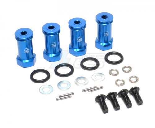 GPM Racing Traxxas 1/16 Mini E-Revo Aluminum Hex Adaptor (+20MM) - 4 Pcs Set Blue