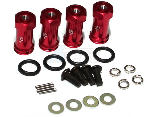 GPM Racing Traxxas 1/16 Mini E-Revo Aluminum Hex Adaptor (+20mm) - 4pcs Set Red