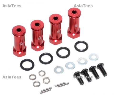 GPM Racing Traxxas 1/16 Mini E-Revo Aluminum Hex Adaptor (+25mm) - 4pcs Set Red
