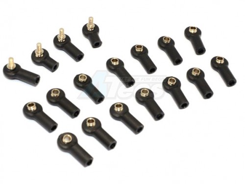 GPM Racing Traxxas 1/16 Mini E-Revo Nylon Ball Ends With Balls For ERV160 - 18 Pcs Set Black