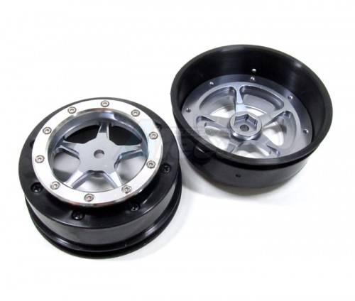 GPM Racing Team Associated ProLite 4X4 Nylon Front Rims Frame With Aluminum 5 Star Beadlock Rims - 1Pr Set Green