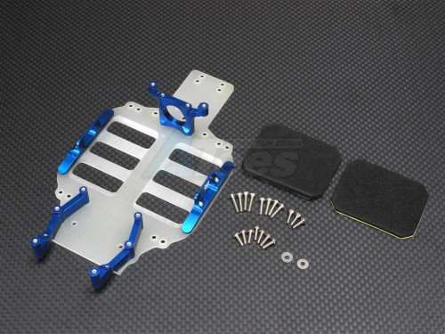 GPM Racing Team Losi Mini-T Fibre Main Chassis W/ Aluminum & Foam Shim - 1 Set Blue