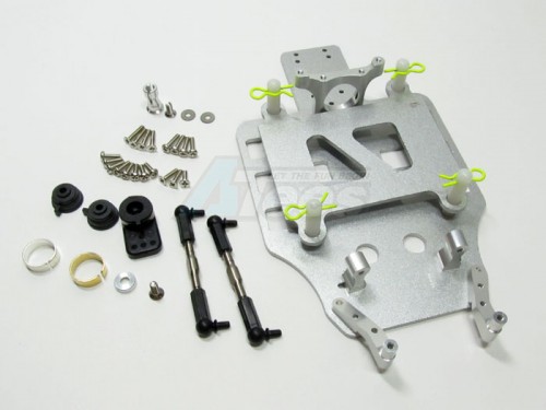 GPM Racing Team Losi Mini-Baja Fiber Main Chassis With Aluminum Mount & Strap Battery Plate Completed Set ( Suitable For The Use Of 6 Cells 7.2v Individual Batteries, Steel Screws And Delrin + Aluminum Body Posts With E - Clips Included, Titanium Tie Rod - 1pr ) - Independent Use Of Un