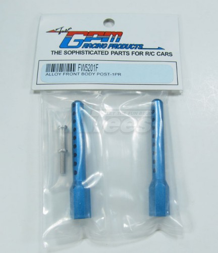 GPM Racing Kyosho FW-05R Aluminum Front Body Post With Screws - 1 Pair Set Blue
