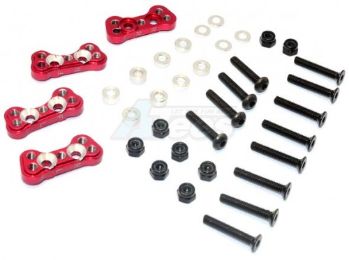 GPM Racing Gmade R1 Aluminium Front & Rear Adjustable Damper Mount - 4Pcs Set Red
