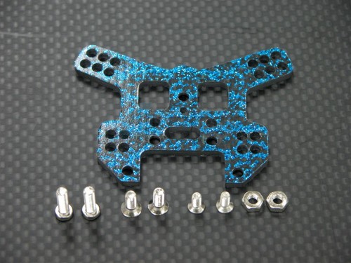 GPM Racing Kyosho Mini Inferno 09 Graphite Rear Damper Plate With Screws - 1 Piece Set Blue Graphite Blue
