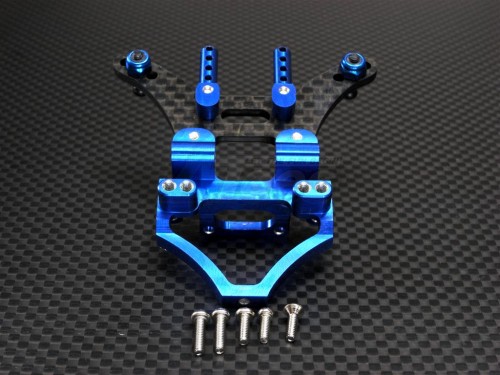 GPM Racing Team Losi Mini-T Graphite Rear Damper Plate With Aluminum Mount & Body Posts & Screws - 1pc Set