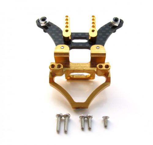 GPM Racing Team Losi Mini-T Graphite Rear Damper Plate With Aluminum Mount & Body Posts & Screws - 1pc Set Gold