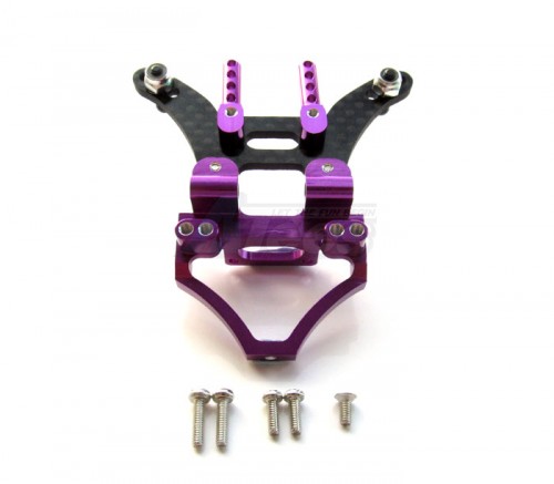 GPM Racing Team Losi Mini-T Graphite Rear Damper Plate With Aluminum Mount & Body Posts & Screws - 1pc Set Purple
