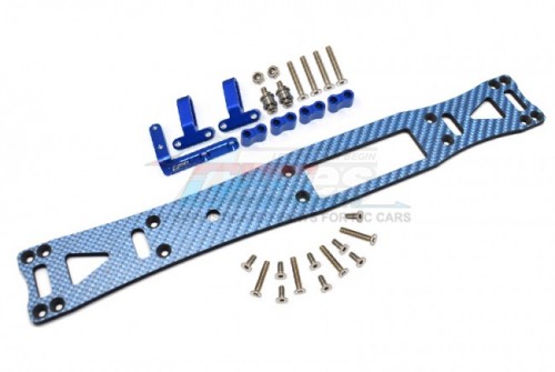 GPM Racing Tamiya TA08 PRO Carbon Fiber (Blue) + Aluminium Sub Chassis -27Pcs Set Blue