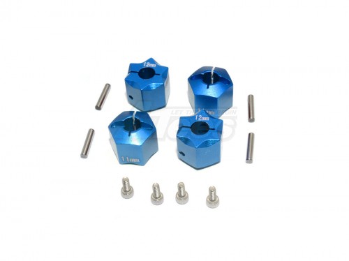 GPM Racing Miscellaneous All Aluminium Wheel Hex Adapter 12MMx11MM - 4Pcs Set Blue