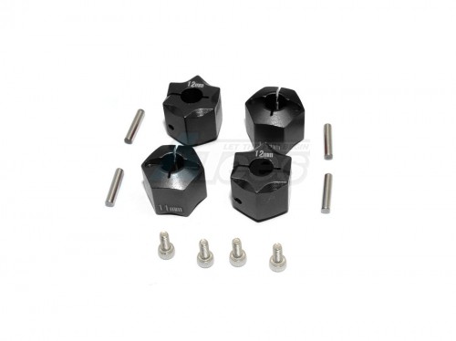 GPM Racing Miscellaneous All Aluminium Wheel Hex Adapter 12MMx11MM - 4Pcs Set Black