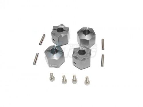 GPM Racing Miscellaneous All Aluminium Wheel Hex Adapter 12MMx11MM - 4Pcs Set Gun Metal