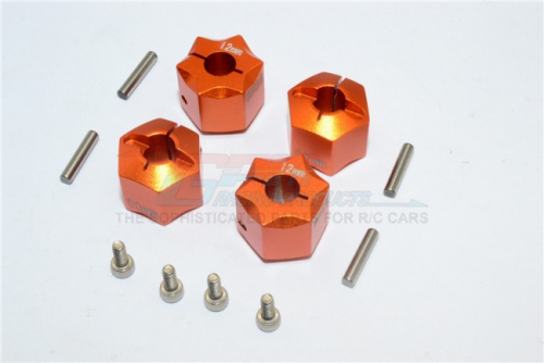 GPM Racing Miscellaneous All Aluminium Wheel Hex Adapter 12MMx11MM - 4Pcs Set Orange