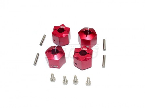 GPM Racing Miscellaneous All Aluminium Wheel Hex Adapter 12MMx11MM - 4Pcs Set Red