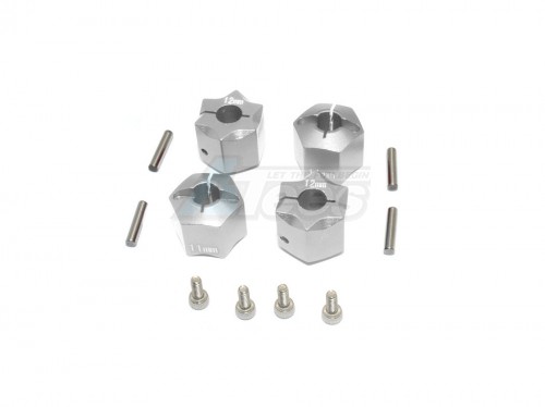 GPM Racing Miscellaneous All Aluminium Wheel Hex Adapter 12MMx11MM - 4Pcs Set Silver