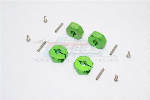 GPM Racing Miscellaneous All Aluminium Wheel Hex Adapter 14MMx6MM - 4Pcs Set Green