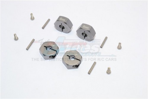 GPM Racing Miscellaneous All Aluminium Wheel Hex Adapter 14MMx6MM - 4Pcs Set Gun Metal