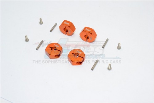 GPM Racing Miscellaneous All Aluminium Wheel Hex Adapter 14MMx6MM - 4Pcs Set Orange