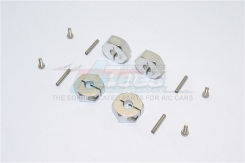 GPM Racing Miscellaneous All Aluminium Wheel Hex Adapter 14MMx6MM - 4Pcs Set Silver