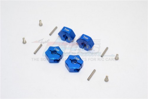 GPM Racing Miscellaneous All Aluminium Wheel Hex Adapter 14MMx7MM - 4Pcs Set Blue