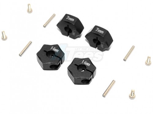 GPM Racing Miscellaneous All Aluminium Wheel Hex Adapter 14MMx7MM - 4Pcs Set Black