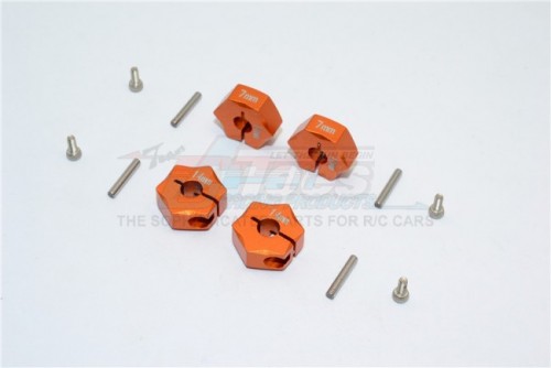 GPM Racing Miscellaneous All Aluminium Wheel Hex Adapter 14MMx7MM - 4Pcs Set Orange