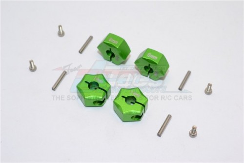 GPM Racing Miscellaneous All Aluminium Wheel Hex Adapter 14MMx8MM - 4Pcs Set Green