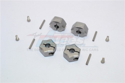 GPM Racing Miscellaneous All Aluminium Wheel Hex Adapter 14MMx8MM - 4Pcs Set Gun Metal
