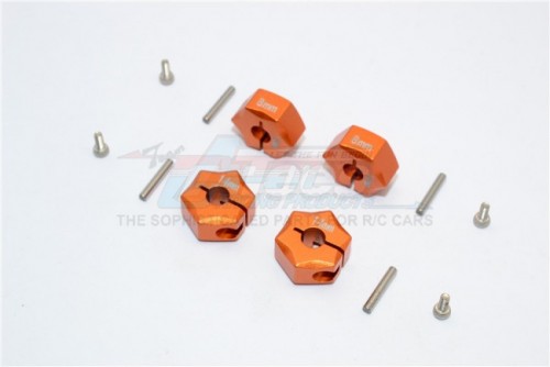 GPM Racing Miscellaneous All Aluminium Wheel Hex Adapter 14MMx8MM - 4Pcs Set Orange
