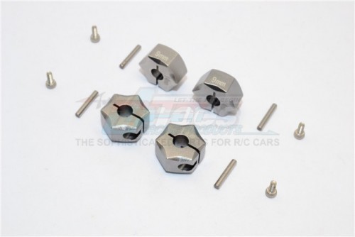 GPM Racing Miscellaneous All Aluminium Wheel Hex Adapter 14MMx9MM - 4Pcs Set Gun Metal