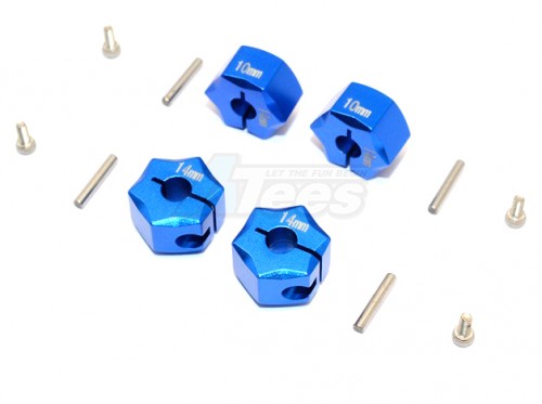 GPM Racing Miscellaneous All Aluminium Wheel Hex Adapter 14MMx10MM - 4Pcs Set Blue