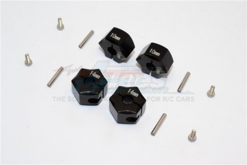 GPM Racing Miscellaneous All Aluminium Wheel Hex Adapter 14MMx10MM - 4Pcs Set Black