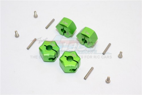 GPM Racing Miscellaneous All Aluminium Wheel Hex Adapter 14MMx10MM - 4Pcs Set Green