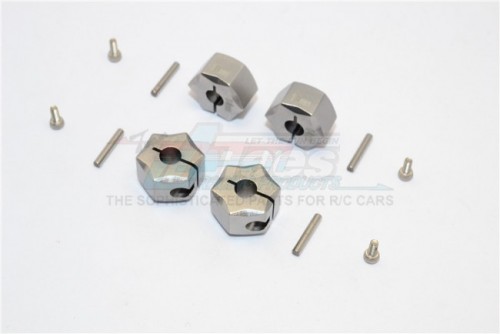 GPM Racing Miscellaneous All Aluminium Wheel Hex Adapter 14MMx10MM - 4Pcs Set Gun Metal