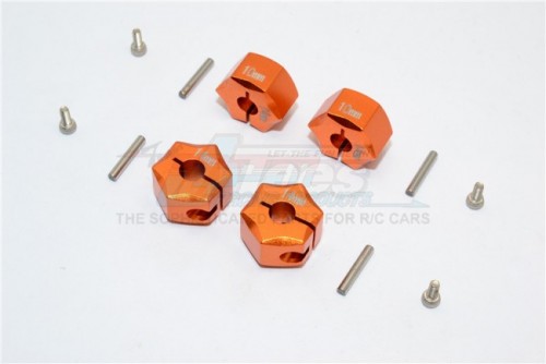 GPM Racing Miscellaneous All Aluminium Wheel Hex Adapter 14MMx10MM - 4Pcs Set Orange