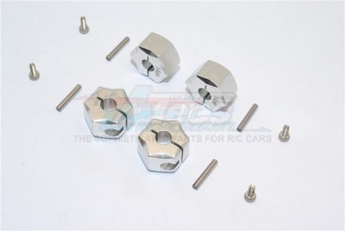 GPM Racing Miscellaneous All Aluminium Wheel Hex Adapter 14MMx10MM - 4Pcs Set Silver