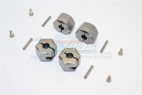 GPM Racing Miscellaneous All Aluminium Wheel Hex Adapter 14MMx11MM - 4Pcs Set Gun Metal