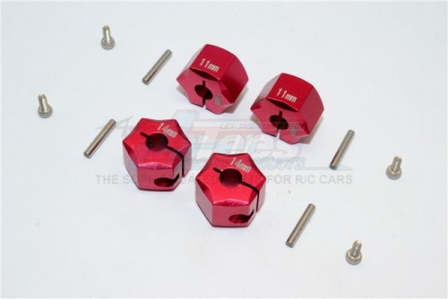 GPM Racing Miscellaneous All Aluminium Wheel Hex Adapter 14MMx11MM - 4Pcs Set Red