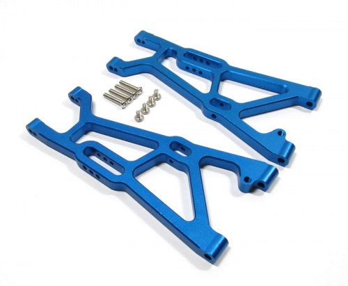 GPM Racing HPI Hellfire Aluminum Front Lower Arm With Screws - 1 Pair Set Blue