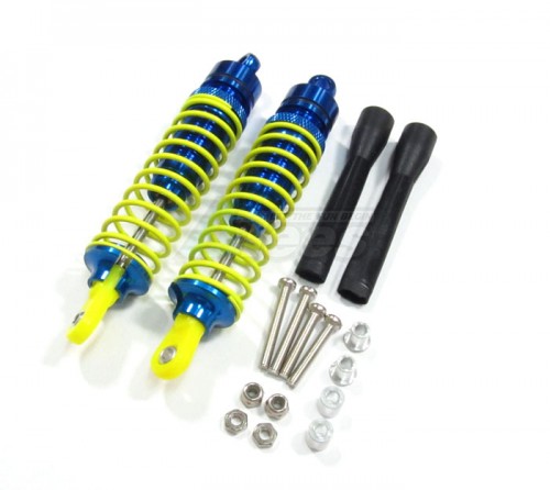 GPM Racing Ofna Hyper 7 Aluminum Adjustable Spring Damper (100mm) For Front Gear Box With Screws & Lock Nuts & Collars & Dust-proof Cover - 1 Pair Set Blue
