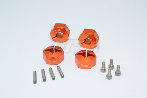 GPM Racing Vaterra K5 Blazer Ascender Aluminium Hex Adapter (12Mmx8Mm)-4Pcs Set Orange