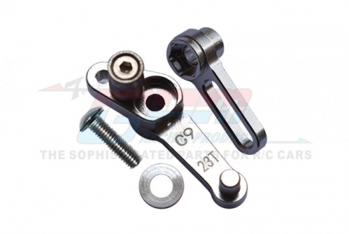 GPM Racing Kyosho Motorcycle Aluminium Servo Arm 23T (C9) & Steering Arm (C10) - 2Pc Set Silver
