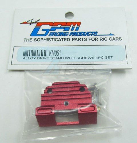 GPM Racing Kyosho Motorcycle Aluminum Drive Stand With Screws & Aluminum Collars & Lock Nuts - 1 Piece Set Red
