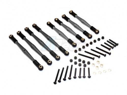 GPM Racing Gmade Komodo Aluminium 4MM Anti-Thread Upper+Lower Link Parts - 8Pcs Set Black